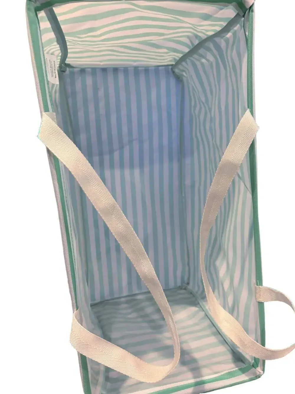 Household Essentials Krush Rectangle Utility Tote Bag in Teal Stripes